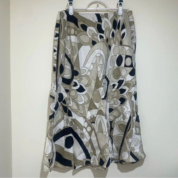 Womens Kate Hill Vintage Y2K Aztec Floral print Silk and Linen Midi Skirt S: 10 - Picture 7 of 14